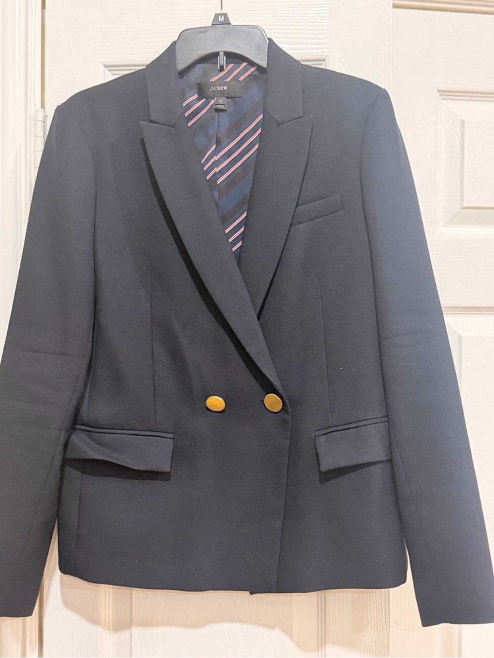 J. Crew Navy Double-Breasted Blazer with Gold Buttons